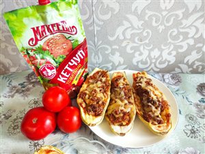 Фаршированные кабачки с фаршем в духовке с томатным кетчупом #Махеевъ