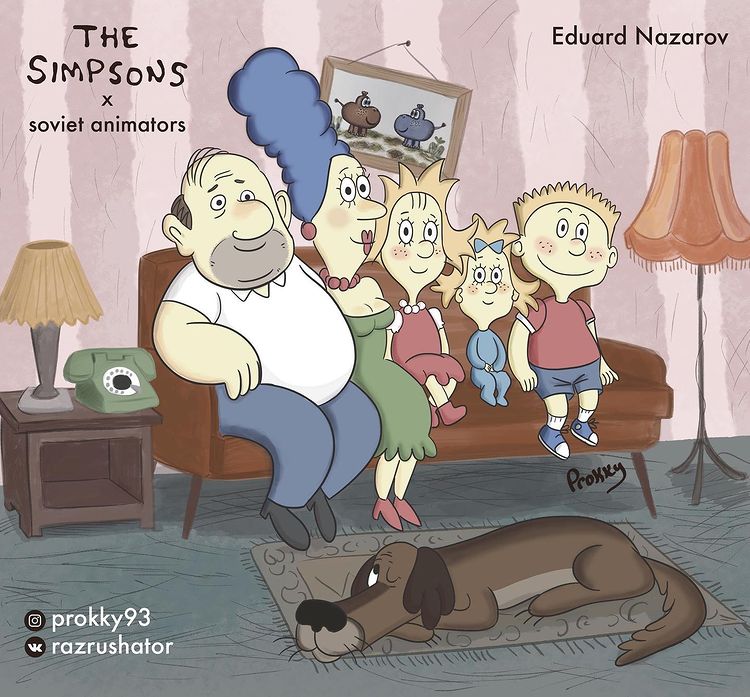 Симпсоны в стиле Эдуарда Назарова
