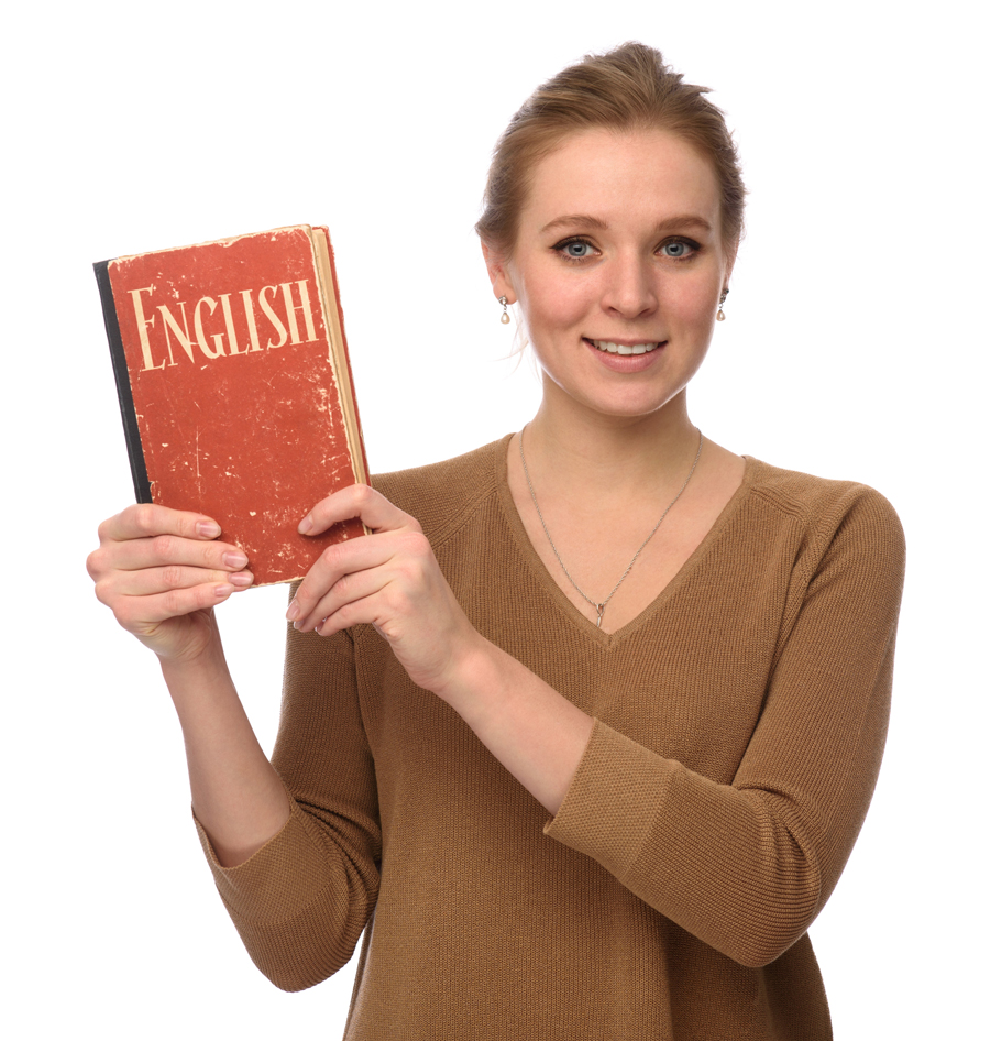 Девушка с учебниками по английскому