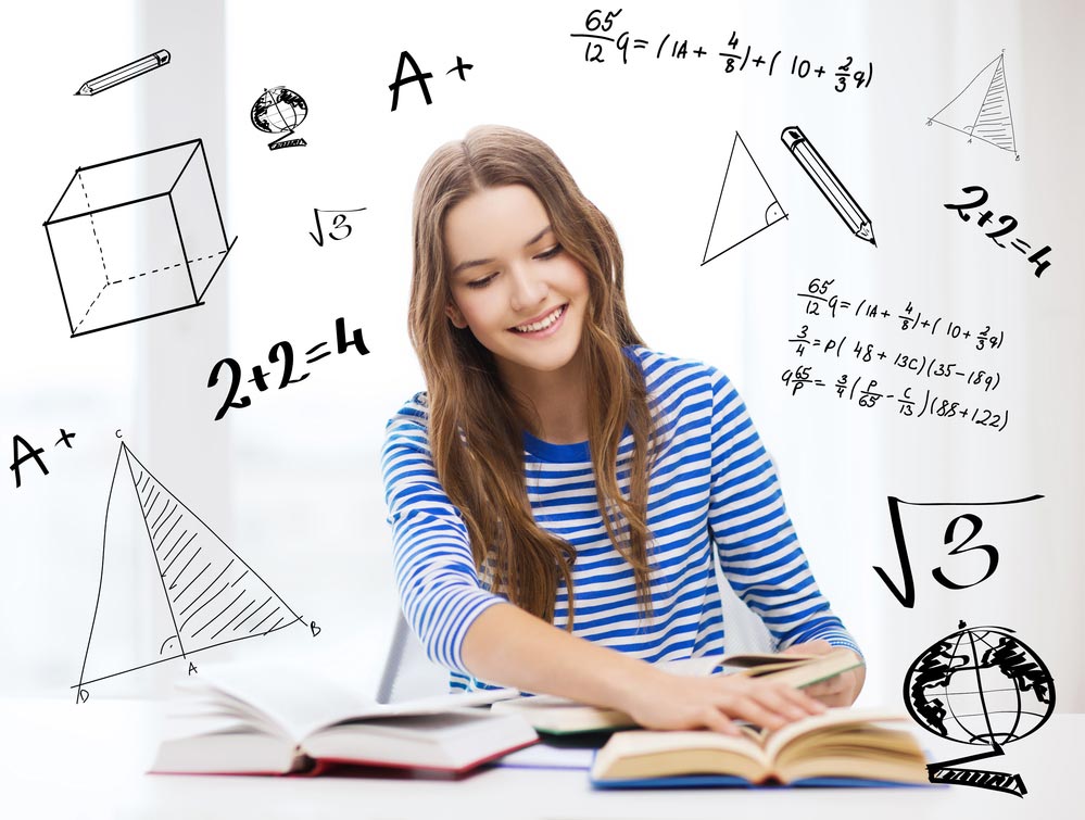 Математика в домашних условиях. Девочка на учебе. Учеба девушка рисунок. Девочка с книгой по ЕГЭ. Как подготовиться к математике.